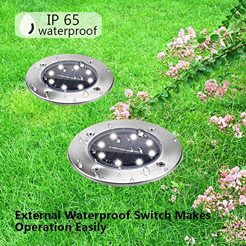 image for Foho Solar Ground Lights, [4 Pack] Upgraded 8LED Solar Path Lights Out