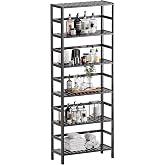 HITNET Bamboo Bookshelf, 6-Tier Tall Open Bookcase with Adjustable Shelves, Floor Standing Storage Shelf Unit for Living Room Bathroom Home Office, Black