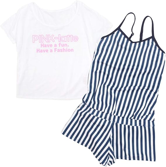 Pink Latte ピンクラテ 水着 女の子 子供 2点 カバーアップ ワンピース 水着 通販 Amazon