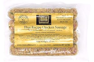 MEAT CRAFTERS MeatCrafters Thai Recipe Chicken Sausage, All Natural Chicken, Minimally Processed, No Artificial Ingredients, 12oz (4-Pack, 16 Total Links)