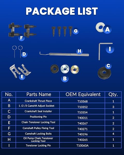 DPTOOL ENGINE CAMSHAFT LOCKING ALIGNMENT TIMING TOOL KIT COMPATIBLE WITH VAG EA888 AUDI VW SKODA 1.8 2.0 TSI TFSI REPLACE T10352 T10368 T40196 T10354 T10060A T40011 T40265 T40267 T40271