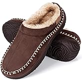 BOVTY Men's Moccasin House Slippers - Memory Foam Indoor Outdoor Shoes Warm Fuzzy comfy Slip-on