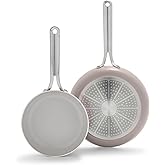 GreenPan Nova 8” & 10” 2 Piece Frying Pan Skillet Set, Oprah’s Favorite Things 2024, Induction Suitable PFAS-Free Nontoxic Ceramic Nonstick, Dishwasher & Oven Safe, Quick Even Heating, Clay