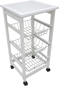 Carro auxiliar de cocina madera blanco vivande fruta y verduras con