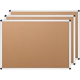 VIZ-PRO Cork Notice Board, 48 X 24 Inches, 3 Pack, Silver Aluminium Frame