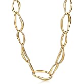 PHNIBIRD Chunky Gold Necklace 18k Real Gold Plated Chunky Chain Link Necklace for Women Long Statement Necklace for Women Adjustable Length 50+10CM