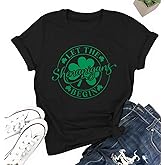 St. Patrick Day Shirt Women Irish Shamrock Shirts Patrick Clover Tshirt Shenanigans Lucky Tops