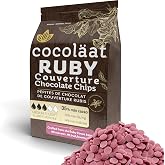 Cocol&auml;at Ruby Couverture Chocolate Chips | Culinary Grade for Bakers, Pastry Chefs, &amp; Chocolatiers | 35% Cocoa - 35% Fat | Gold Foil Resealable Pouch Perfect Holiday Gift | 12 oz