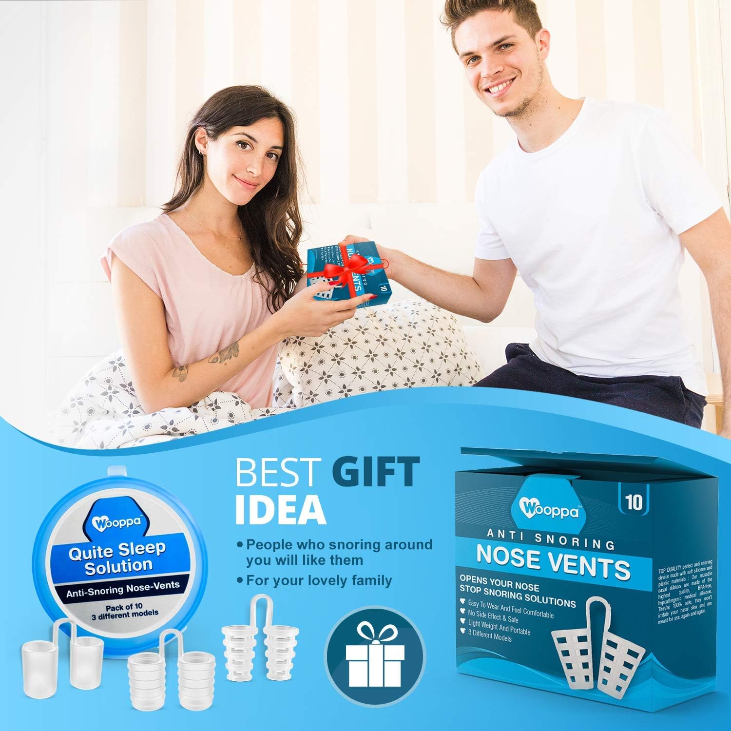 Wooppa Snoring Solution - Anti Snoring Solutions - Anti Snoring Devices - Snore Aids - Nose Vents - Snore Nasal Dilators - 10 Pack - Snore Stopper Set - Reduce Snoring - Stop Snoring: Health & Personal Care
