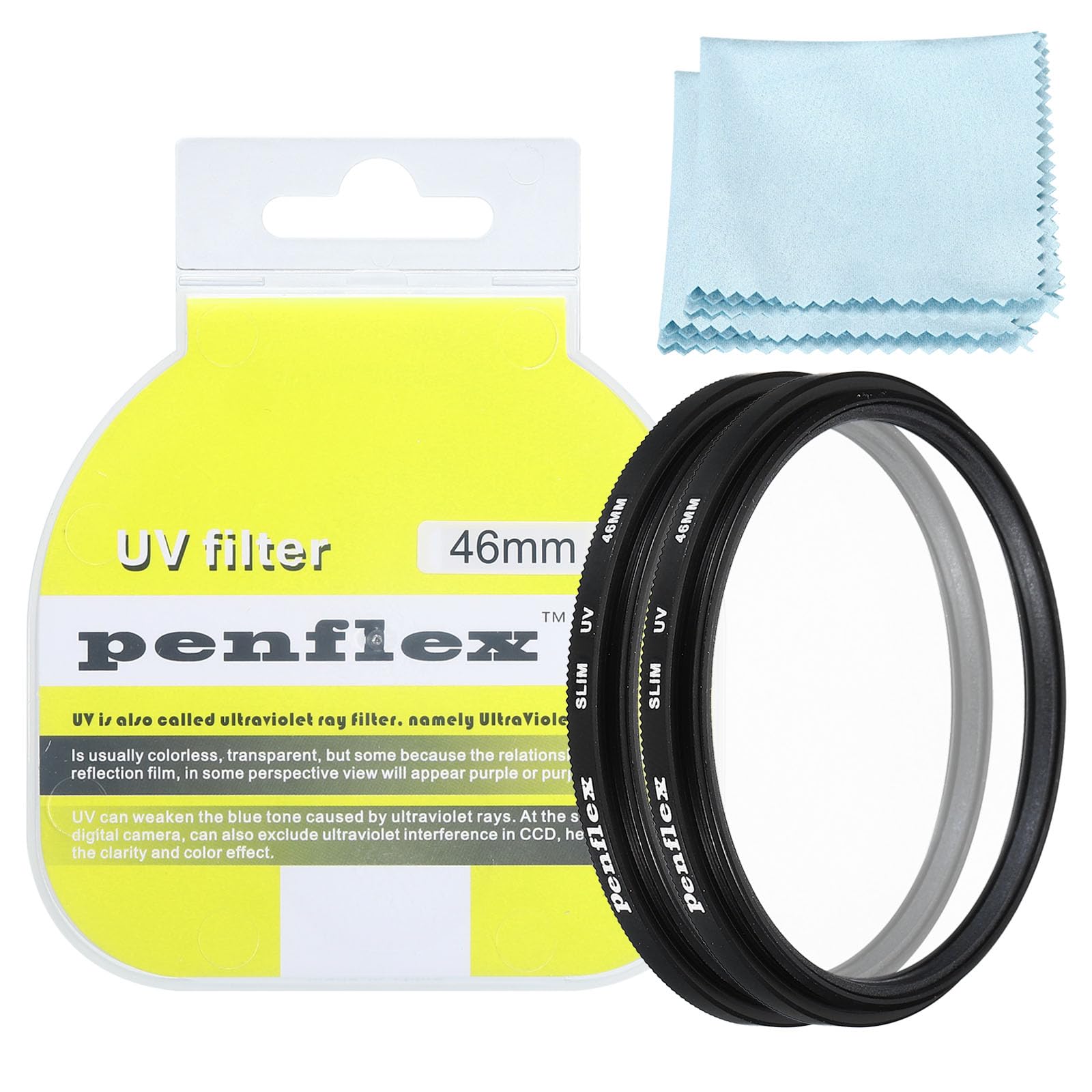 PATIKIL 46mm UV Filter, 2 PCS UV Protection Filter SLIM UV Camera Lens Filter Aluminum Optical Camera Accessory Crystal Clear Pics for 46mm Camera Lens Filter Photography Picture