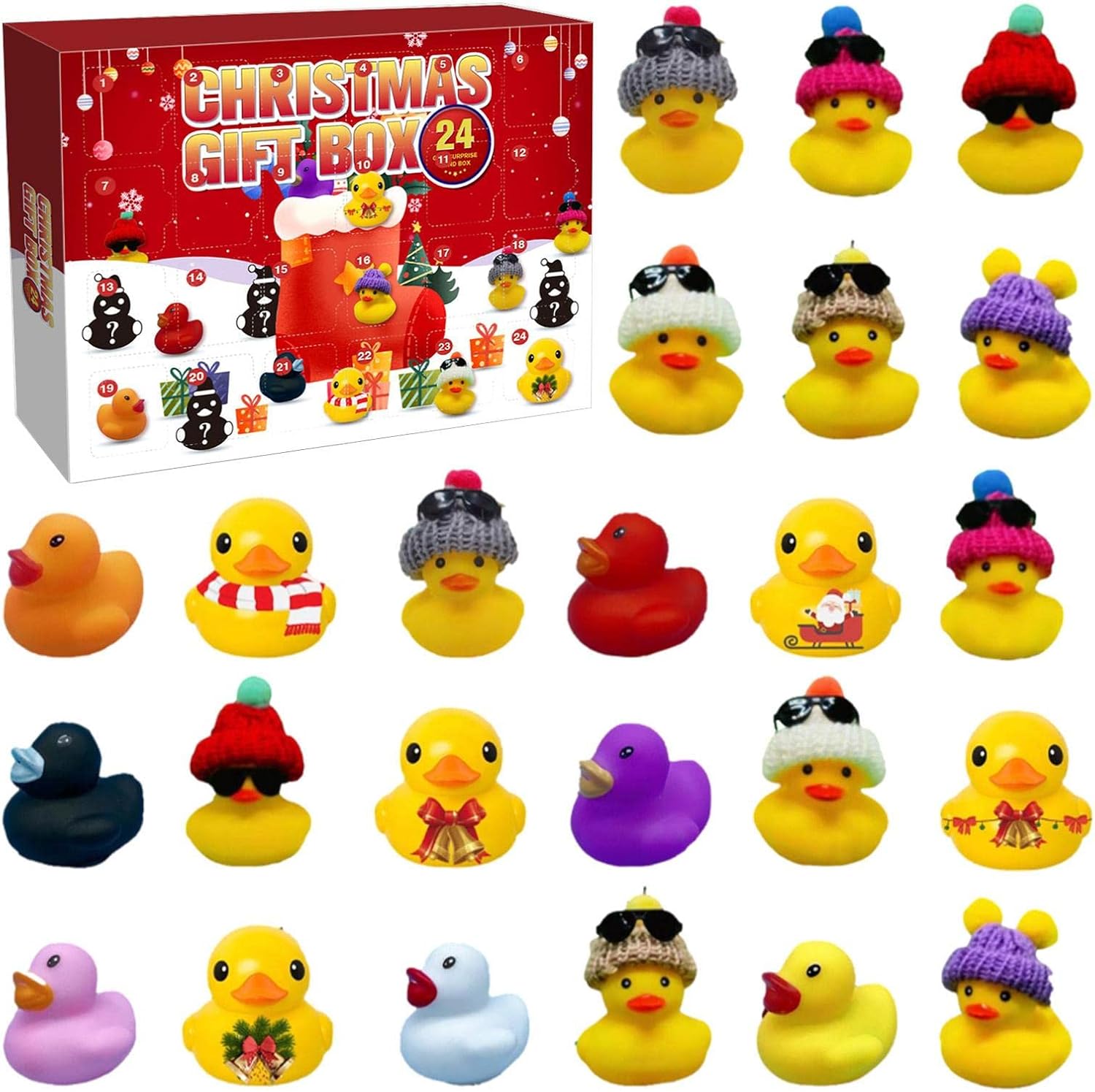 Advent Calendars - 2023 Christmas Rubber Duck Advent Calendar, 24 Days Christmas Countdown Calendar For Kids, 24 Rubber Ducks Bath Toys, Christmas Countdown Toys Gifts, For Kids Christmas Party Favor Gifts