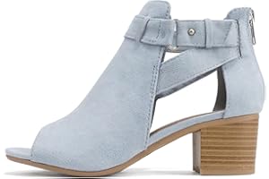 CITYCLASSIFIED Invest ~ Women's Cutout Side Strap Mid Black Chunky Heel Fashion Ankle Bootie