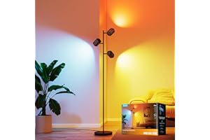 Govee Tree Floor Lamp Compatible with Matter, 3 Rotatable Lights with LuminBlend Technology, Standing Lamp with 64 Dynamic Scenes, Music Sync, Ideal Floor Lamp for Living Room, Bedroom, Office