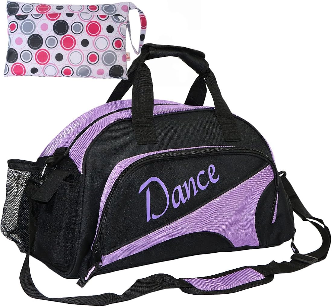 kilofly Girl's Ballet Dance Sports Gym Duffel Bag Travel Carry On + Handy Pouch, Purple, 18.9 inch
