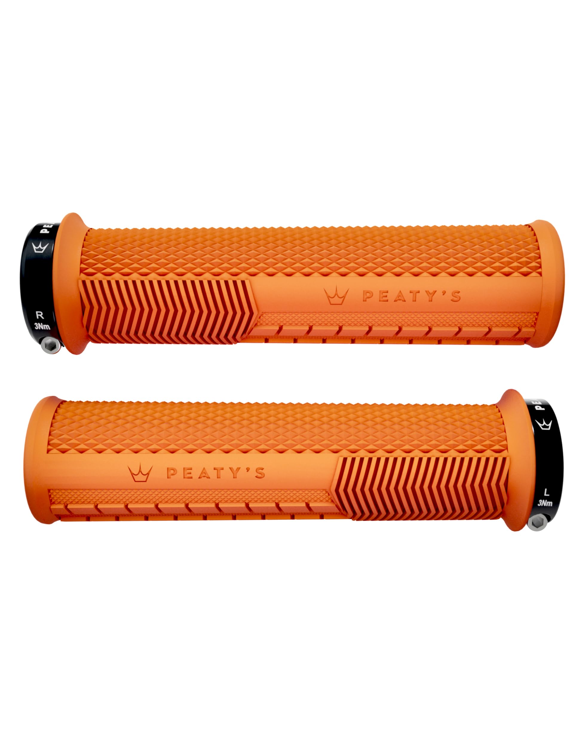 Peaty's Monarch Grips - Knurl Bike Grips, Ergonomic Handlebar Grip for Precision Control, Supportive Thumb Pad & Finger Bars, Durable BMX, Ebike & Mountain Bike Grip - Thin 30-32mm, Orange