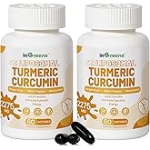 inGreens Turmeric Curcumin Supplement 2275mg, 95% Curcumin, High Absorption Liposomal Turmeric Supplement with Black Pepper & Ginger Extract, Joint Support, Immune Function, Non-GMO, 120 Softgels