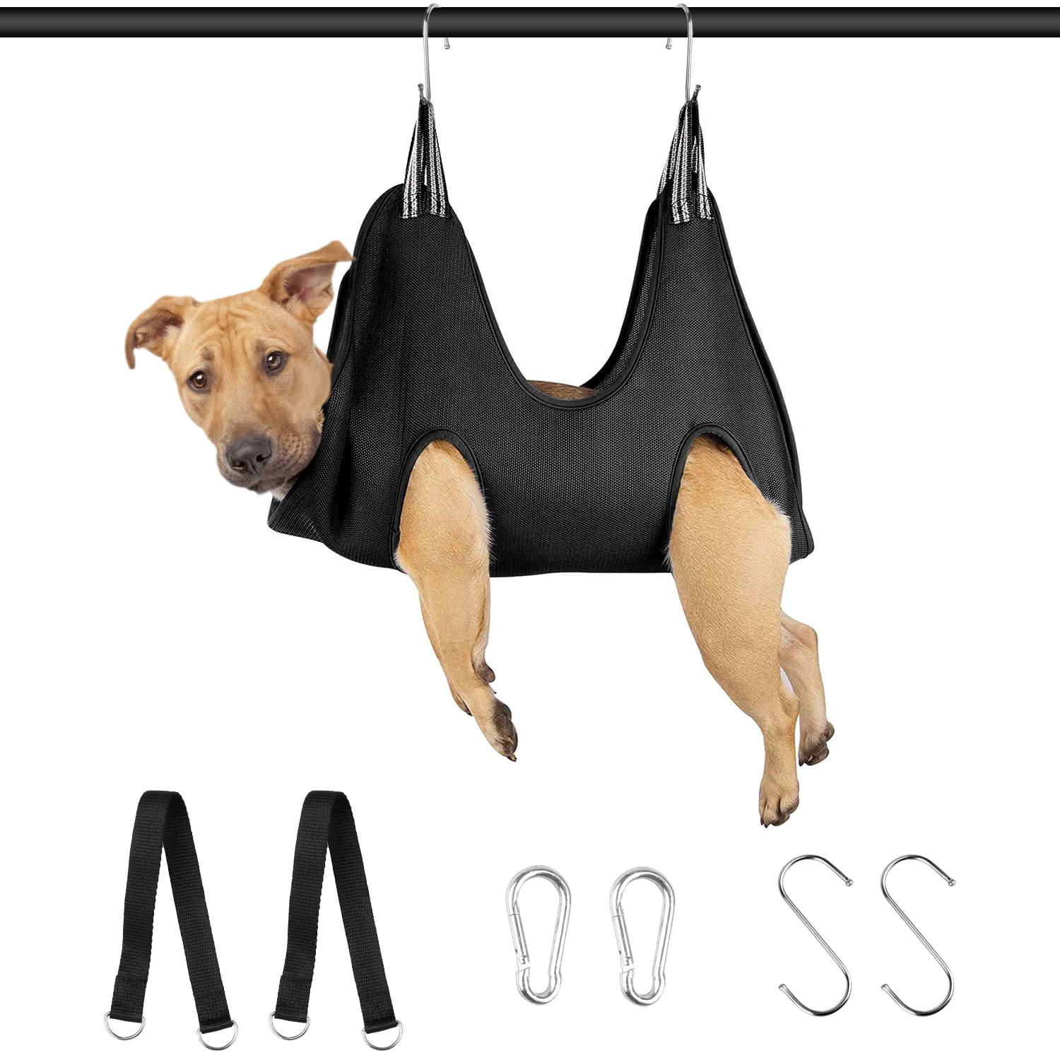 Dog Grooming Hammock Set for Dogs and Cats, Hammock Harness for Nail Trimming, Pet Care Hammock, Nail Cutting Aid Ear/Eye Care Helper for Small and Large Pets (S)