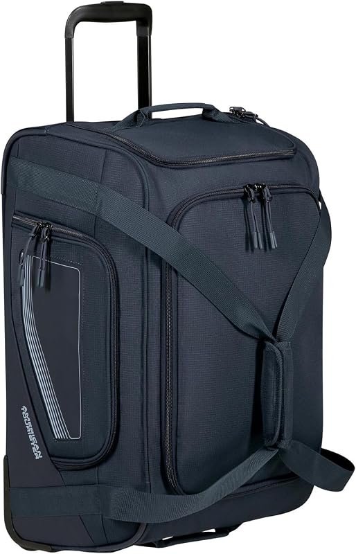 City Racer - Borsone con Ruote 55 cm, 50 L - Bagaglio a Mano con Ampio Spazio e Scomparto Scarpe - Idrorepellente, Smart Sleeve, Resistente - Blu (Navy)