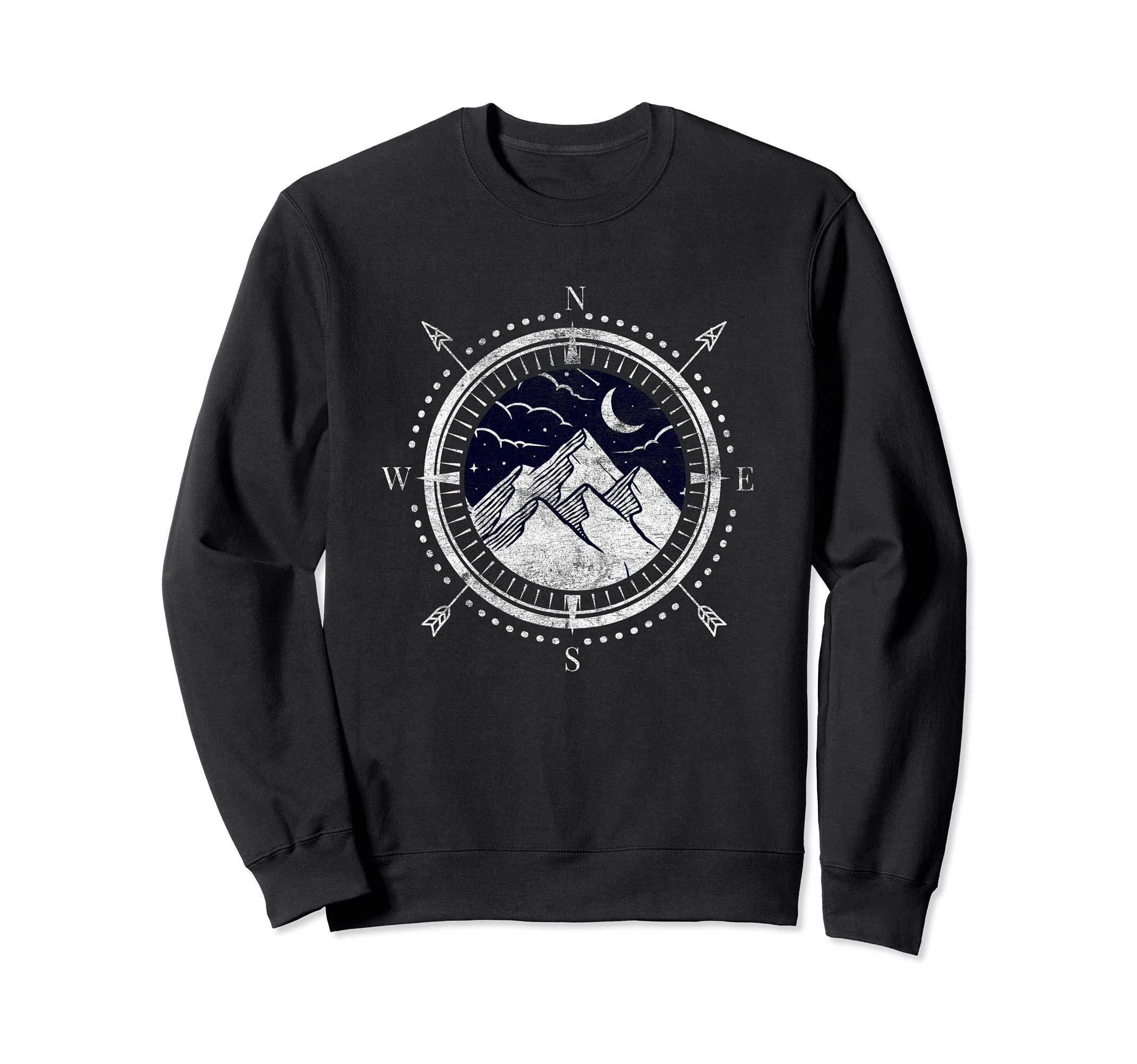 Landscape Lattitude Mountain Outdoors Compass Hiking Camping Sweatshirt