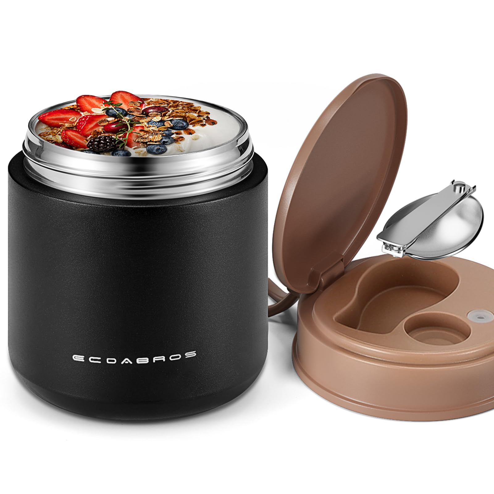 Photo 1 of 15.2oz Food Thermo for Kids – SUS316 Stainless Steel Insulated Lunch Jar with Spoon & Handle, Wide Mouth Thermo for Hot Food for Children Adults?Black?