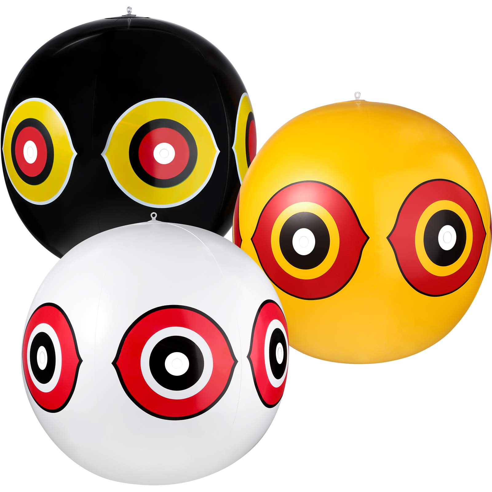 3 Pieces Bird Repellent Balloons Scary Eyes Balloons Scare Bird Balloons Deterrent Eyes Balloons with Eye Sticker and Rope, 3 Colors