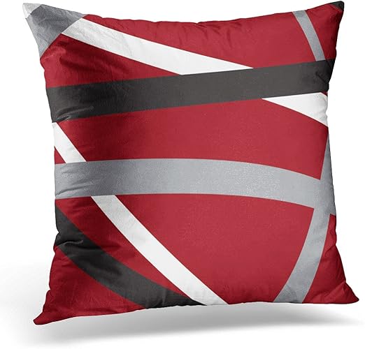 Amazon Com Torass Throw Pillow Cover White Bold Red Grey Black
