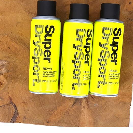 (100ml4,99) 4tlg. Set 3 x 200ml SuperDry Sport REvive Funky Gelb Männer Deospray Deodorant