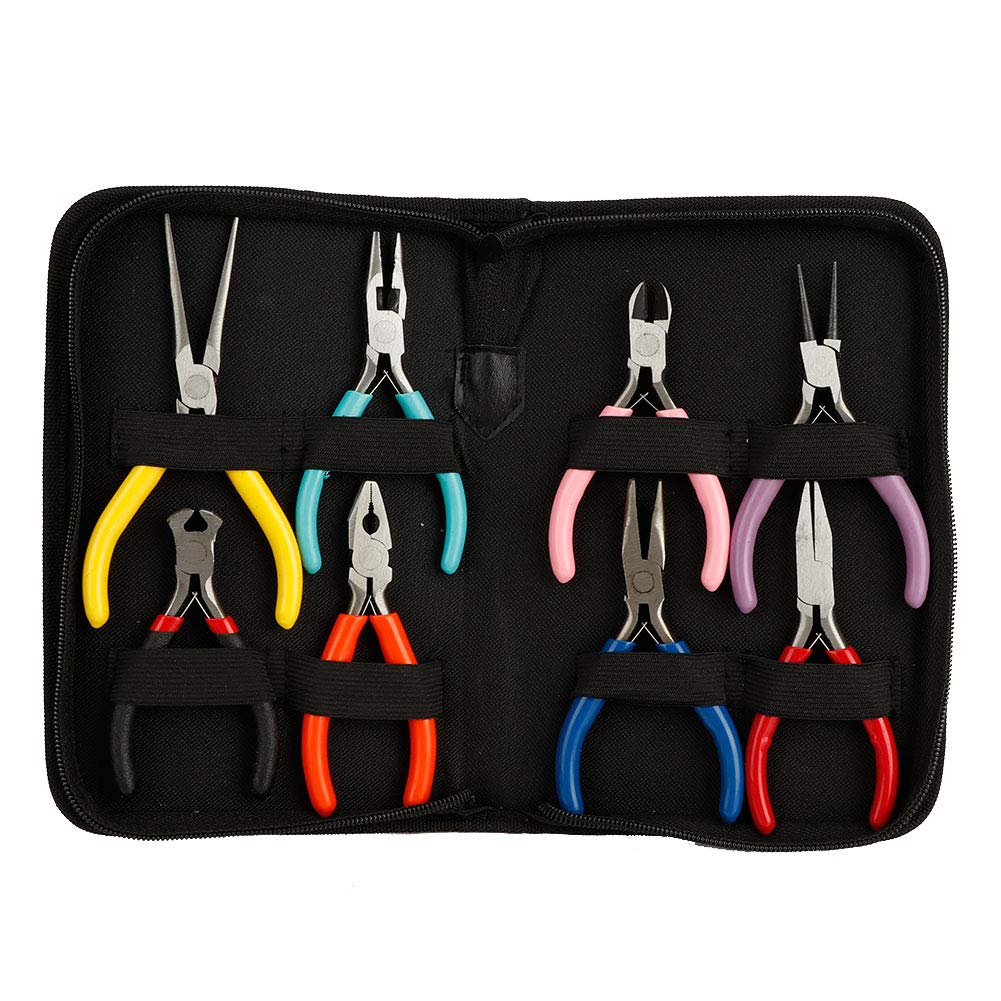 Exliy Mini Steel Pliers, 8pcs/Set Jewellery Making & Processing Pliers, Long/Round/Flat Nose, DIY Electronics & Jewelry Industry