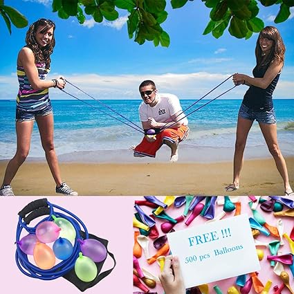Water Balloons Launcher Anreoner Water Bomb Cannon Slingshot Fun Water Balloon Fight Pool Party Toy 3 Person Beach Games Toys 500 Balloons