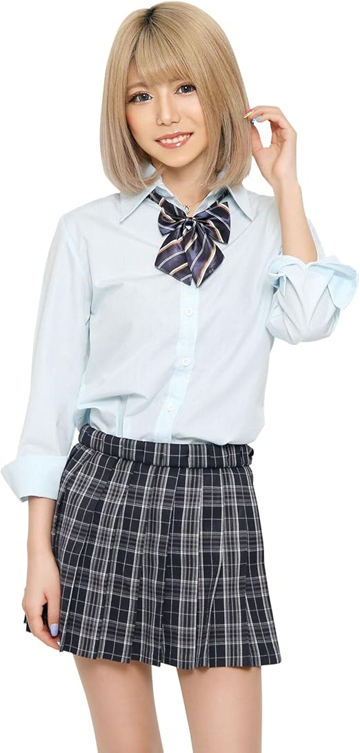 Amazon Co Jp ブラッククイーン 制服セット 女子高生 制服 リボン ブレザー スカート チェック セット Jk レディース M フリーサイズ ブルー 服 ファッション小物