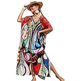 CHERRY CAT Women Beachwear Long Beach Coverups Kaftan Casual Caftan Swimwear Cover ups
