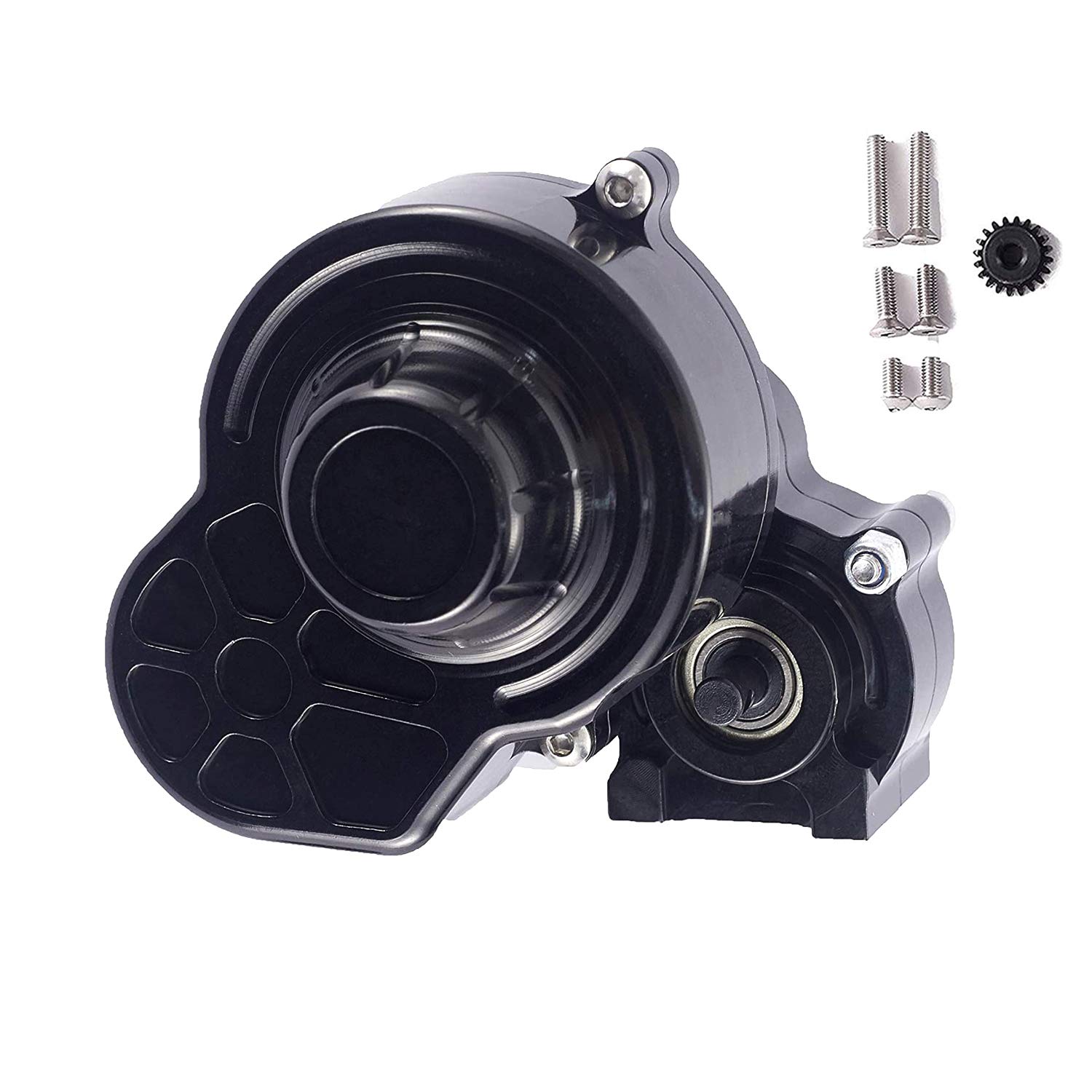 RZXYL 1/10 RC Car Transmission Case Gear Full Alloy Assembled for Axial SCX10 RC Crawler Car, Black