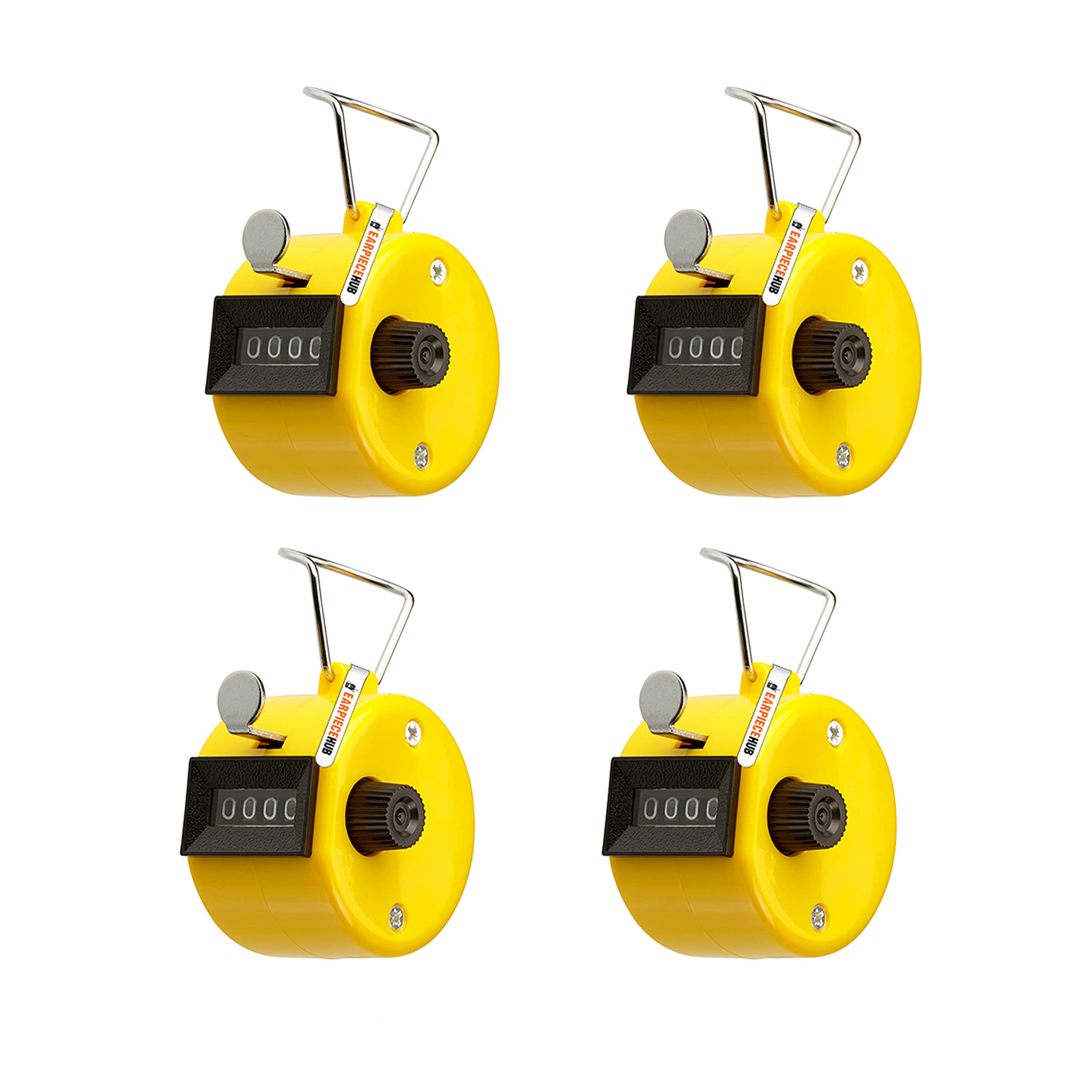 4 x Hand Tally 4 Digit Counter Clicker for Sport Stadium Coach and Other Event - Yellow