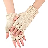 Women Fingerless Gloves - Winter Warm FingerIess Mittens Ladies Thermal Knitted Half Finger Gloves Outdoor Working