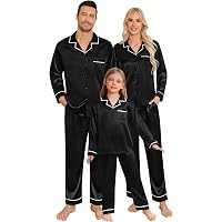 DIKFA Couples Silk Satin Pajamas Set - Short Sleeve Button-Down Sleepwear For Women & Men - View #3
