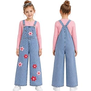 OLMRJKD Toddler Girl Fall Clothes Long Sleeve Denim Overall Jumpsuit with Top Girls Spring Outfits Set