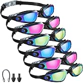 Flutesan 6 Pack Swim Goggles for Adults | Anti Fog View, Swimming Glasses with 6pcs Ear Plugs 6pcs Nose Clip, No Leaking, Adjustable Strap Goggles, Pool Training
