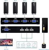 DGODRT 4 Port VGA KVM Switch 4 Computer Share 1 Monitor 3 USB Devices 1920x1440 view 3