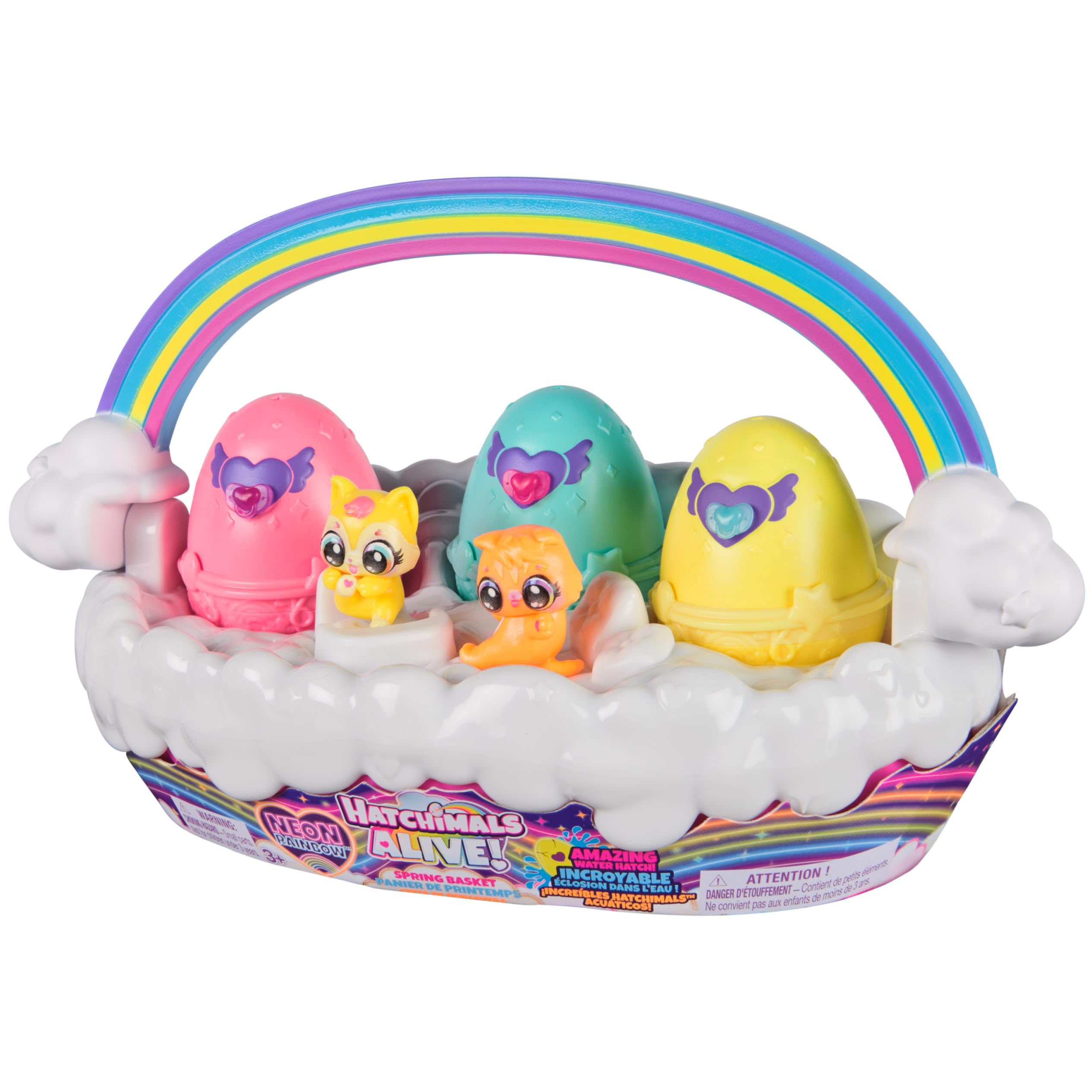 Hatchimals Alive, Neon Rainbow Spring Basket Toy (Styles May Vary), 3 Self-Hatching Easter Eggs, Gifts & Stocking Stuffers for Girls & Boys Ages 3 & up