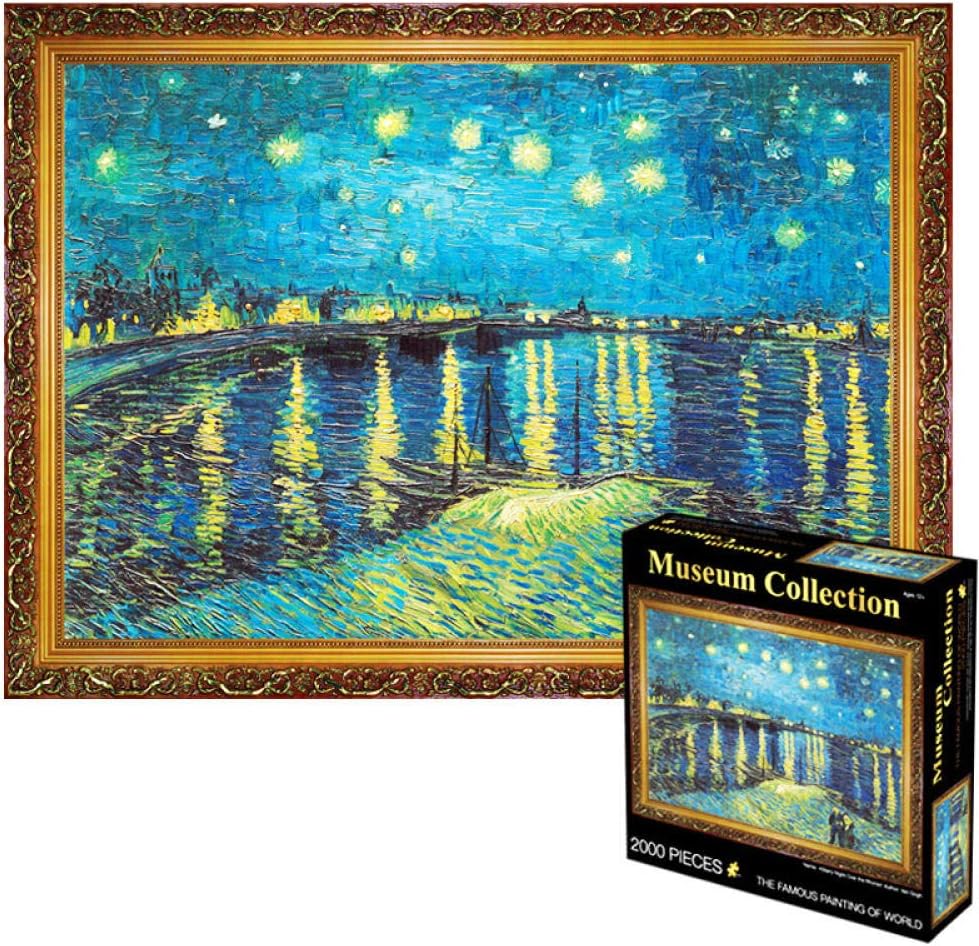 Adult Puzzle 2000 Pieces of World Famous Painting Landscape Oil Painting Children Decompression Creative Starry Night on The Long River. (Without Frame) Wooden Puzzle rompecabezas adultos piezas