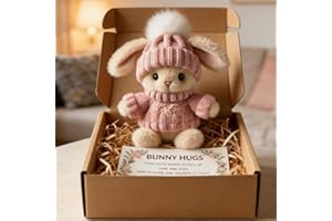 Handmade Mini Bunny Hug,Soft Plush Rabbit Hugs in Box,Tiny Easter Bunny Figurine Decor,Easter Basket Bunnys Stuffer Women Men