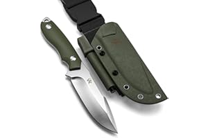 ODENWOLF AMBULO Fixed Blade Survival Knife with Kydex Sheath and Fire Starter - Bushcraft Knife Full Tang - Made of strong D2 Steel - Hunting Knife with Belt Loop and G10 Handle - Full Tang Knife