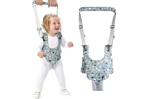 IULONEE Baby Walker, Handheld Kids Toddler Walking Harness Helper Assistant Protective Belt Child Activity Walker Adjustable Standing Up Walking Learning Helper for Toddler 7-24 Month (Blue & Grey)