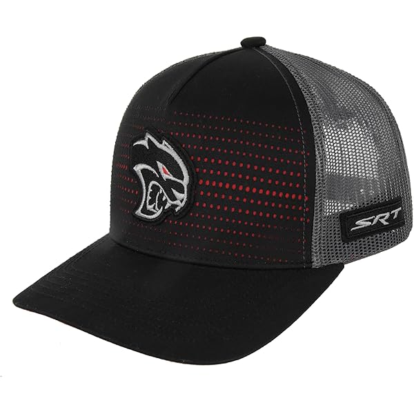 Dodge SRT Hellcat Rumble Snapback Trucker Hat – Black Red Mesh Cap