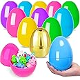 12 Pcs 6" Fillable Easter Eggs Plastic Empty Large Easter Eggs with 2 Golden Eggs for Easter Basket Stuffers Surprise Toys Party Favor, Egg Hunt Supplies and Easter Decorations