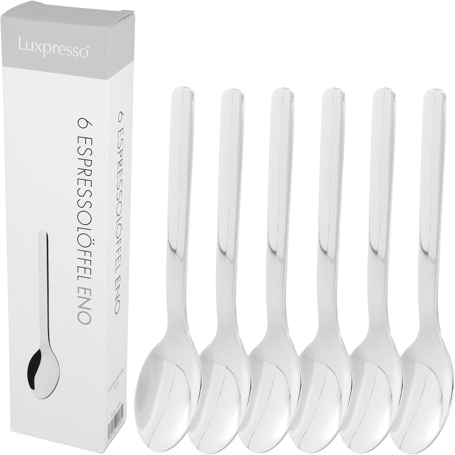 Luxpresso puristische Espressolöffel ENO, aus Edelstahl, 6 Stück