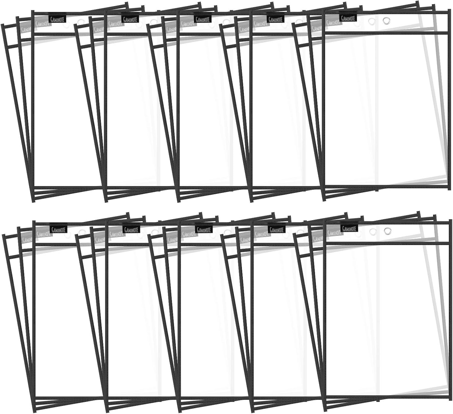 Gamenote Dry Erase Pockets 30 Pack with Rings - Oversized Reusable Plastic Sleeves Shop Ticket Holders Sheet Protectors Teacher Supplies for Classroom Organization (Black) : Office Products
