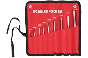 Roll Pin Punch Set, 9pcs Steel Long Pin Punch Set Small Pin Punch Kit Roll Punch Set Tools with Storage Bag for Breaking or D