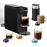 Nespresso Vertuo Up Coffee Machine with Milk Frother, Ink Black | Coffee and espresso maker by Breville with 3 second start and iced mode. Aeroccino3 frother bundle for hot or cold milk foam.