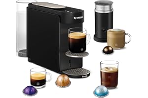 Nespresso Vertuo Up Coffee & Espresso Pod machine by Breville with Aeroccino Milk Frother, Black